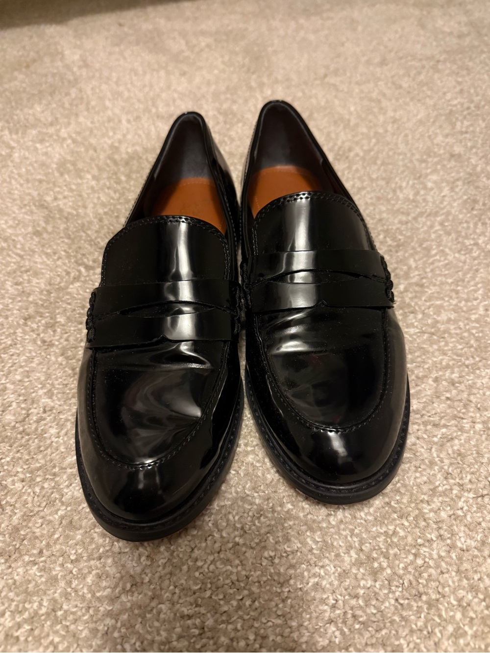 Franco Sarto Black Patent Leather Penny Loafers - Size 9